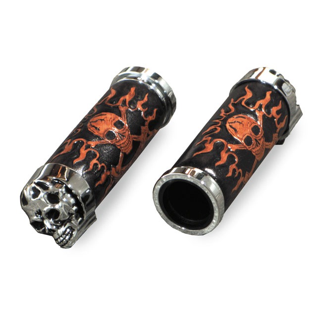 SKULL LEATHER CUSHION GRIPS