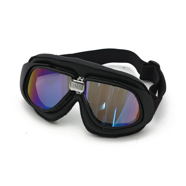 bandit classic goggles black leather iridium lens