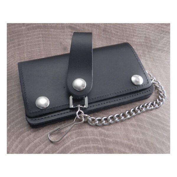 AMIGAZ BLACK LEATHER BIKER CHAIN WALLET