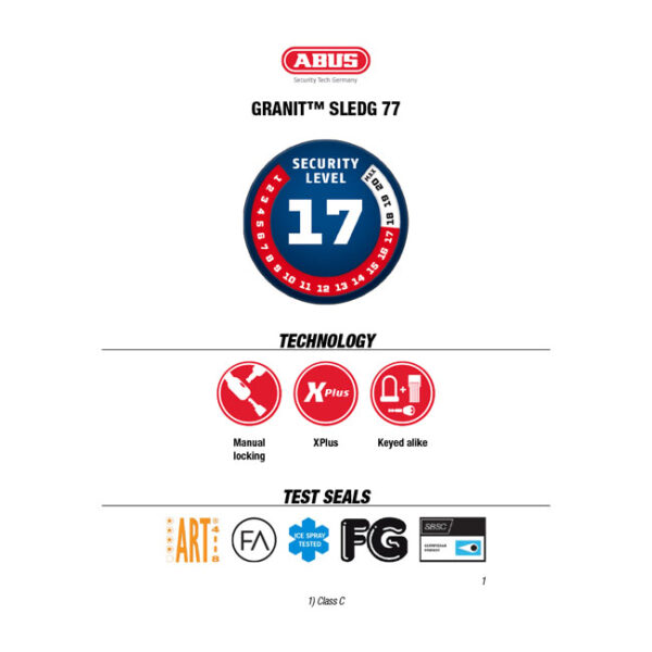 Abus 77 granit sledge grip style disc brake lock